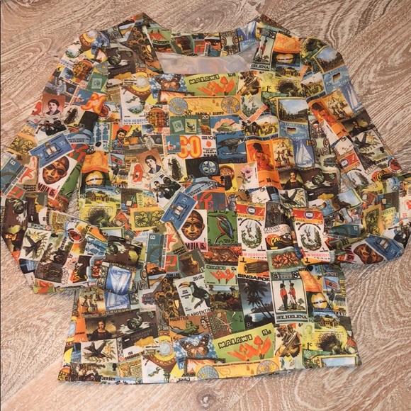 Vintage stamp top small medium retro unique 70s - Picture 1 of 4